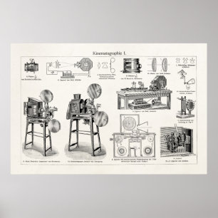 Antiek filmcamera-cinematografie Poster