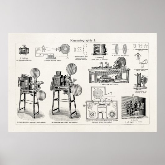  Antiek filmcamera-cinematografie Poster (Voorkant)
