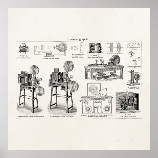  Antiek filmcamera-cinematografie Poster (Voorkant)
