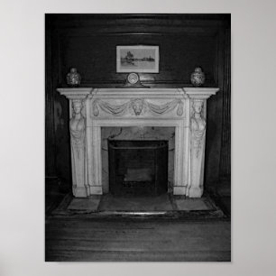  Antiek Fireplace Black en White foto Poster