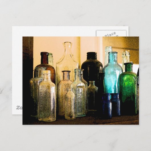 Antiek flessen briefkaart (Voorkant / Achterkant)