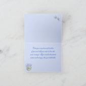 Antiek flessen gevuld met wilde bloemen op blauw bedankkaart (Binnen)