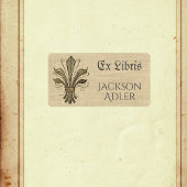 Antiek Fleur de Lis Ex Libris Bookplaat Etiket