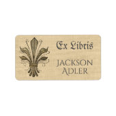 Antiek Fleur de Lis Ex Libris Bookplaat Etiket (Voorkant)