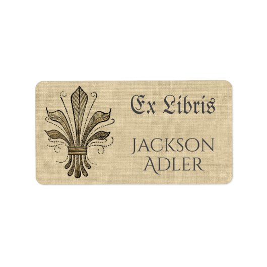 Antiek Fleur de Lis Ex Libris Bookplaat Etiket (Voorkant)
