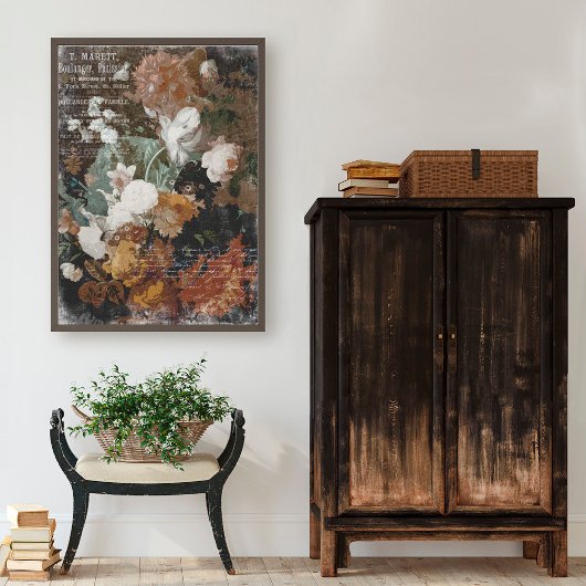 Antiek flora met ephemera-ontkoppeling tissuepapier