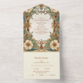 Antiek Floral Art Nouveau bruiloft All In One Uitnodiging (Binnen)