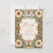  Antiek Floral Art Nouveau bruiloft RSVP Kaartje (Voorkant)