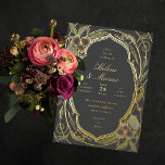 Antiek Floral Art Nouveau Wedding Grey Gold Folie Uitnodiging<br><div class="desc">Echte folie is hier! Goudfolie op een aangepaste kleur achtergrond; kies uit klassiek goud,  zilver of roos goud. Het subtiele pastel die aan de florals en de bladeren in de schaduw wordt gesteld is facultatief en kan in de ontwerper worden verwijderd.</div>