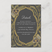 Antiek Floral Art Nouveau Wedding Grey Gold Informatiekaartje (Voorkant)