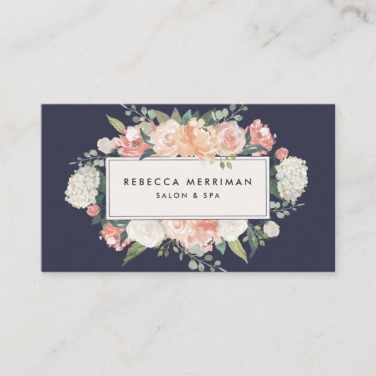 Antiek Floral Blush & Navy | Benoeming Afsprakenkaartje (Voorkant)
