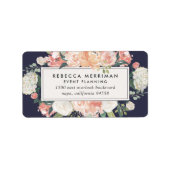 Antiek Floral Blush & Navy Return-adres Etiket (Voorkant)