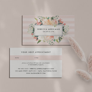 Antiek Floral Blush Pink Stripe Benoeming Afsprakenkaartje