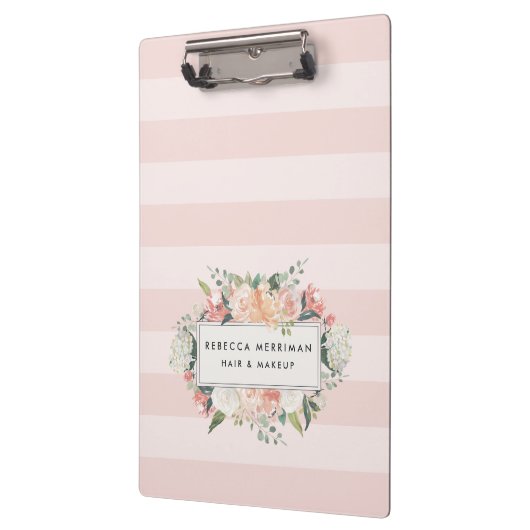 Antiek Floral Blush Pink Stripe Klembord (Links)