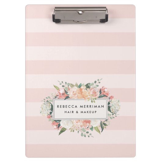 Antiek Floral Blush Pink Stripe Klembord (Voorkant)