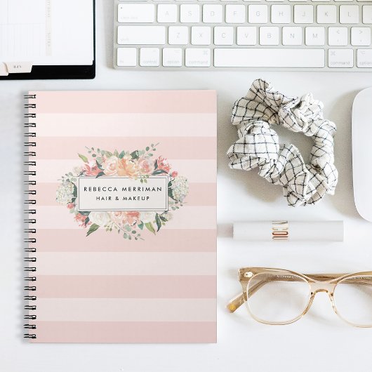 Antiek Floral Blush Pink Stripe Notitieboek