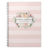 Antiek Floral Blush Pink Stripe Notitieboek (Voorkant)