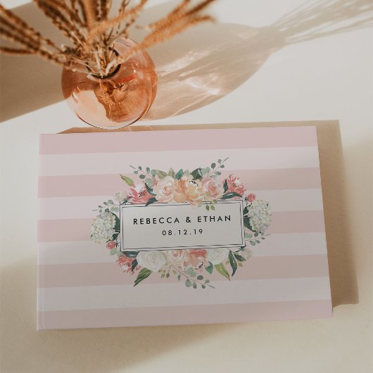 Antiek Floral | Blush Stripe Weddenschap Gastenboek