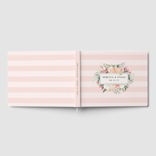 Antiek Floral | Blush Stripe Weddenschap Gastenboek (Volledig)