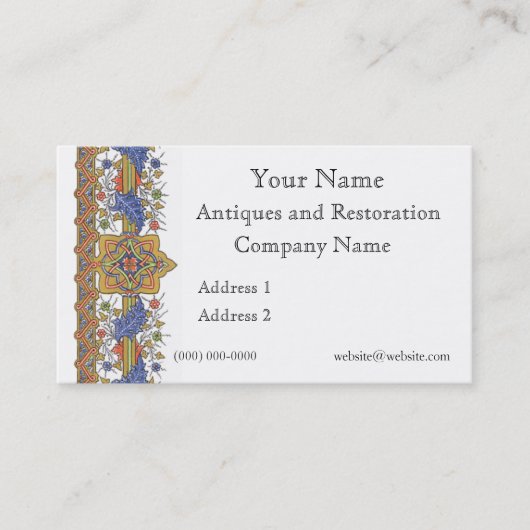Antiek Floral Border Business Card-sjabloon Visitekaartje (Voorkant)