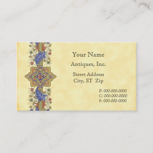 Antiek Floral Border Business Card-sjabloon Visitekaartje (Voorkant)
