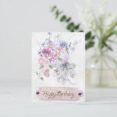  Antiek Floral Bouquet Happy Birthday Briefkaart (Staand voorkant)