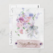  Antiek Floral Bouquet Happy Birthday Briefkaart (Voorkant / Achterkant)