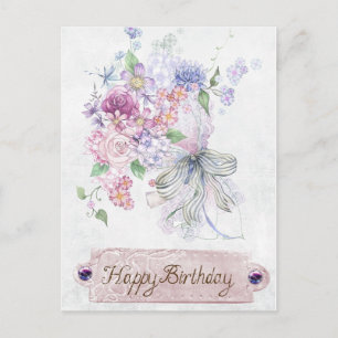 Antiek Floral Bouquet Happy Birthday Briefkaart