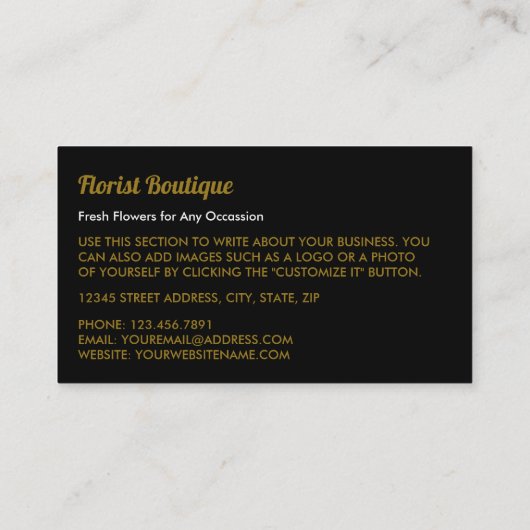 Antiek Floral Design Visitekaartje (Achterkant)