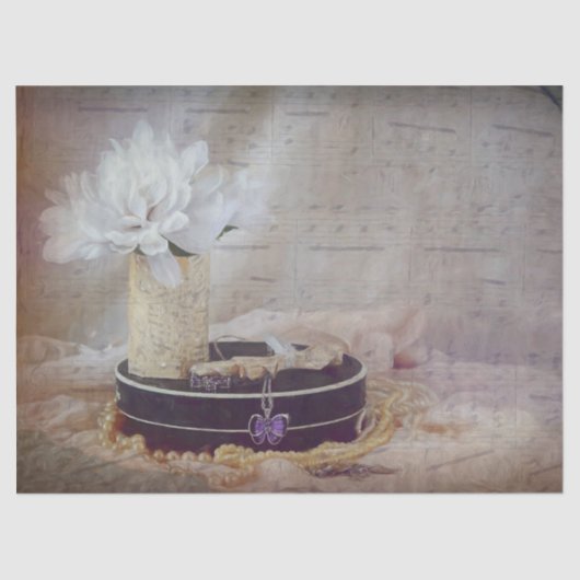  Antiek Floral Elegant Artsy Sheet Music Tissuepapier (Voorkant)