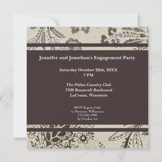  Antiek Floral Engagement Party - Aangepast Kaart (Achterkant)