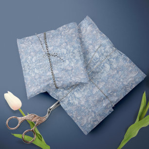 Antiek Floral Foliage Blue en White Decoupage Tissuepapier