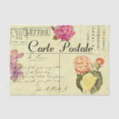 Antiek Floral Frans Briefkaart Ephemera ontkoppeli Tissuepapier (Voorkant)