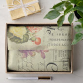 Antiek Floral Frans Briefkaart Ephemera ontkoppeli Tissuepapier (Geschenk)