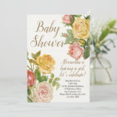  Antiek "Floral Girl Baby shower" Kaart (Staand voorkant)