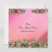 ANTIEK FLORAL GOLD PINK SWEET 16 BIRTHDAY PARTIJ KAART (Achterkant)