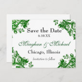 Antiek Floral Greenery Aankondigingskaart (Voorkant / Achterkant)