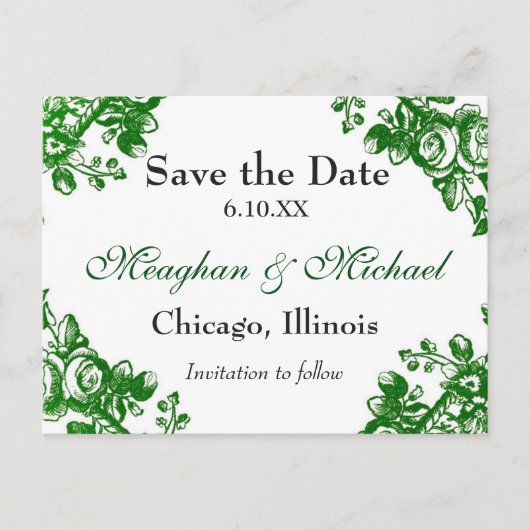 Antiek Floral Greenery Aankondigingskaart (Voorkant)