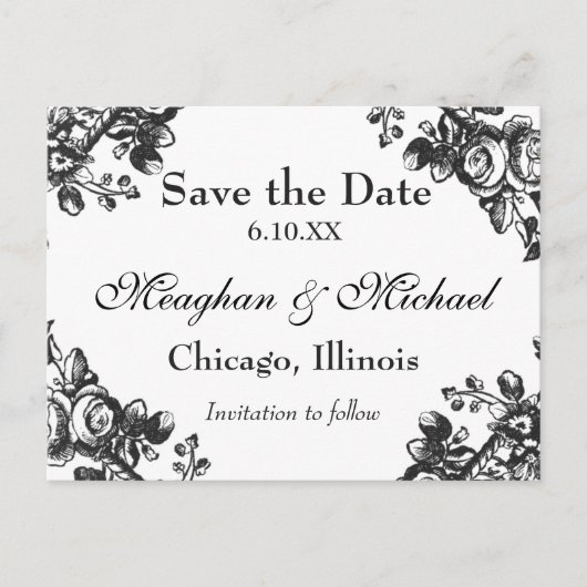 Antiek Floral Greenery Aankondigingskaart (Voorkant)