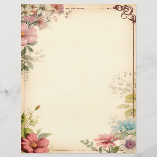  Antiek Floral Junk Journal Stationery (Achterkant)