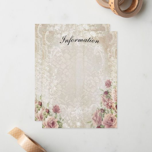 Antiek Floral-kaart Notitiekaartje (Voorkant / Achterkant in situ)