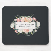 Antiek Floral Logo | Blush & houtskool Muismat (Voorkant)