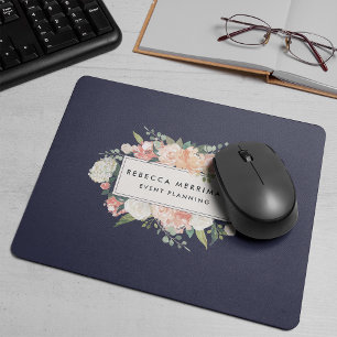 Antiek Floral Logo   Blush & Navy Muismat