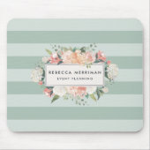 Antiek Floral Logo | Sage Stripe Muismat (Voorkant)