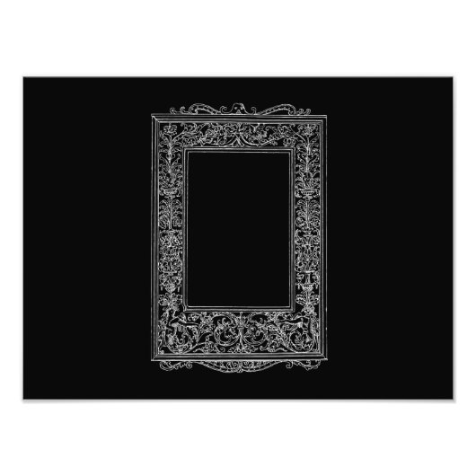  Antiek Floral Mermaid Lijst Zwarte grens Foto Afdruk (Voorkant)