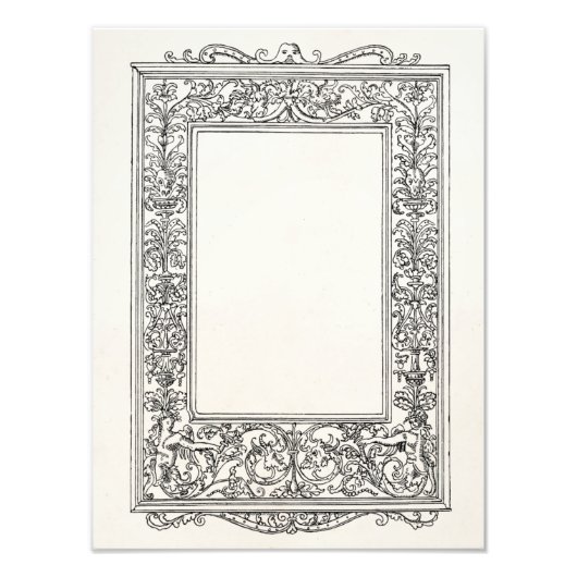  Antiek Floral Mermaid Old Lijst Border Foto Afdruk (Voorkant)