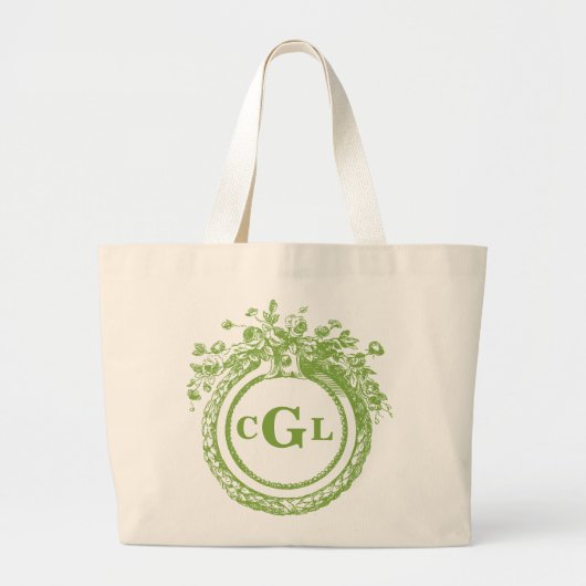 Antiek Floral Monogram Wedding Canvas tas (Voorkant)