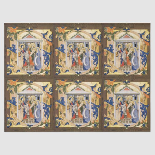 ANTIEK FLORAL NATIVITY CHRISTMAS PARCHCHMENT TISSUEPAPIER (Voorkant)