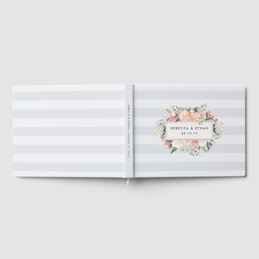 Antiek Floral | Nimbus Gray Stripe Weddenschap Gastenboek (Volledig)