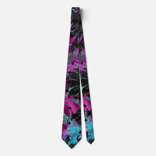 Antiek Floral Oerwoud Zwarte Zebra Stripes Grunge Stropdas (Voorkant)